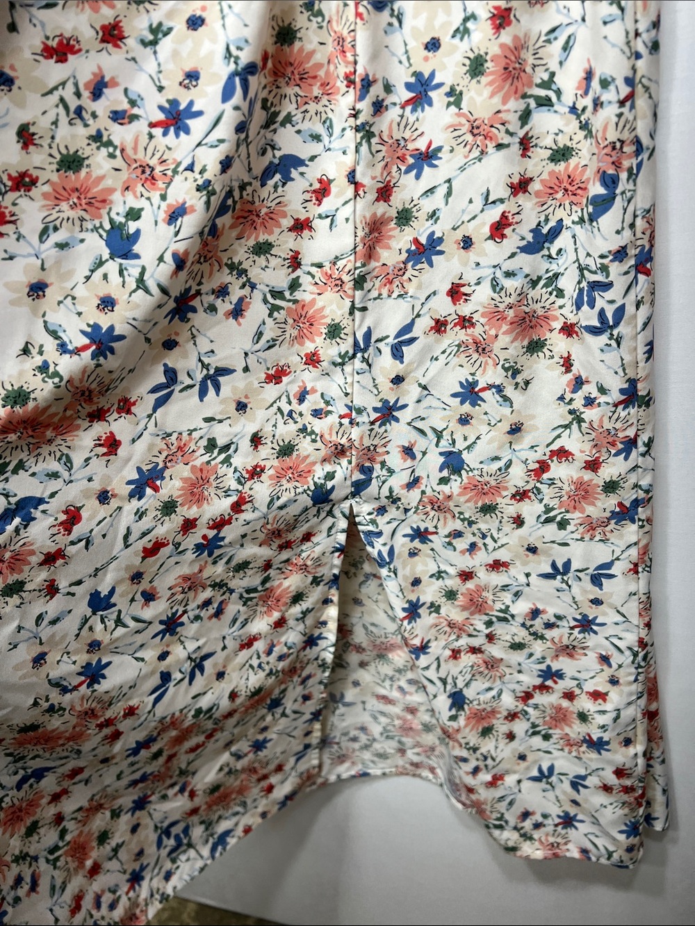 SHEIN Cream Floral Smocked Midi Dress with Pink and Blue Blossoms - Picture 6 of 10
